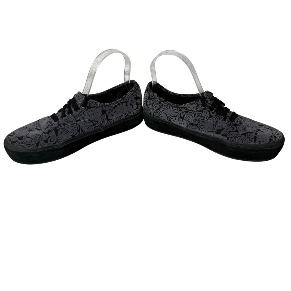 Vans Authentic Gray‎ Black Floral Velvet Low Top Lace Up Sneakers Mens 7.5 Wo 9 - Picture 3 of 6